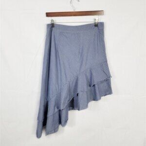 Womens Large A New Day Blue Striped Asymmetrical Skirt